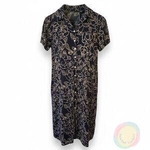 VTG 90s Eddie Bauer NWT Blue Floral Rayon Maxi Dress Petite L